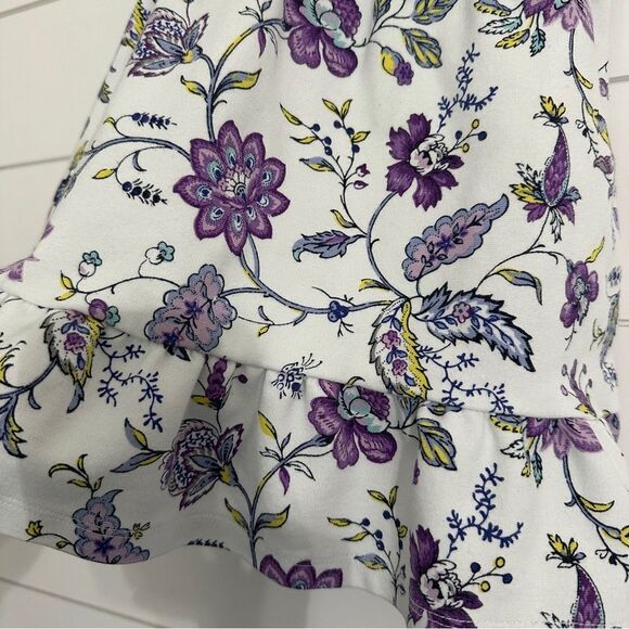 Janie and Jack Girls 2T Ponte Dress White Purple White Floral Spring Easter - Picture 3 of 4